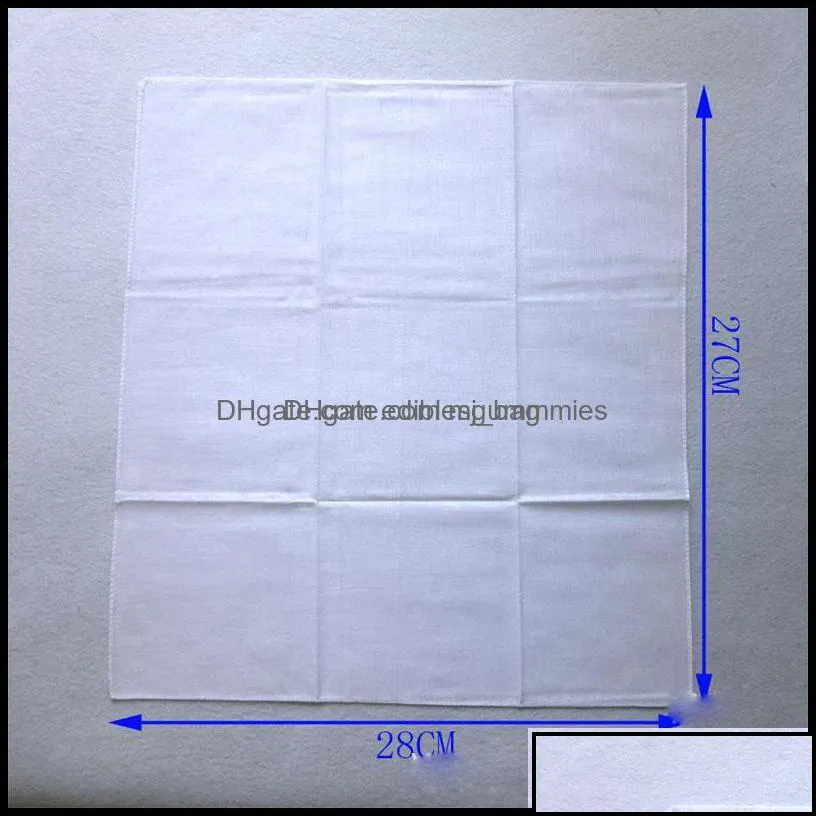 Handkerchief Home Textiles Garden Wholesale White Handkerchief Pure Color Small Square Cotton Sweat Towel Plain Drop Delivery 2021