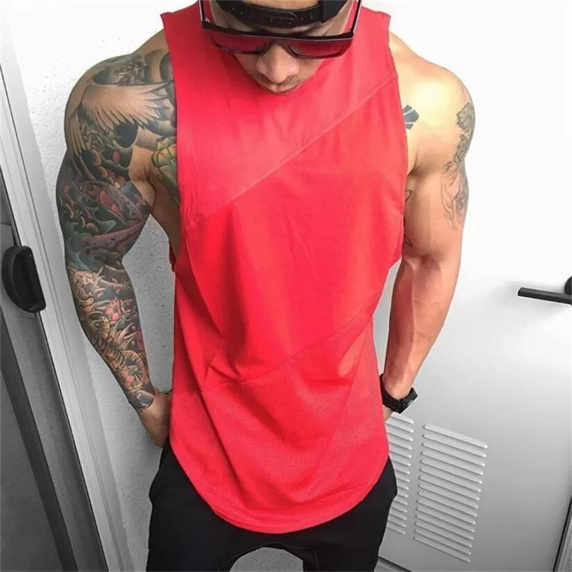 Muscleguys Summer fashion palestre marca bodybuilding canotta in cotone Patchwork Maglia muscolare camicia Fitness gilet da uomo senza maniche 210308