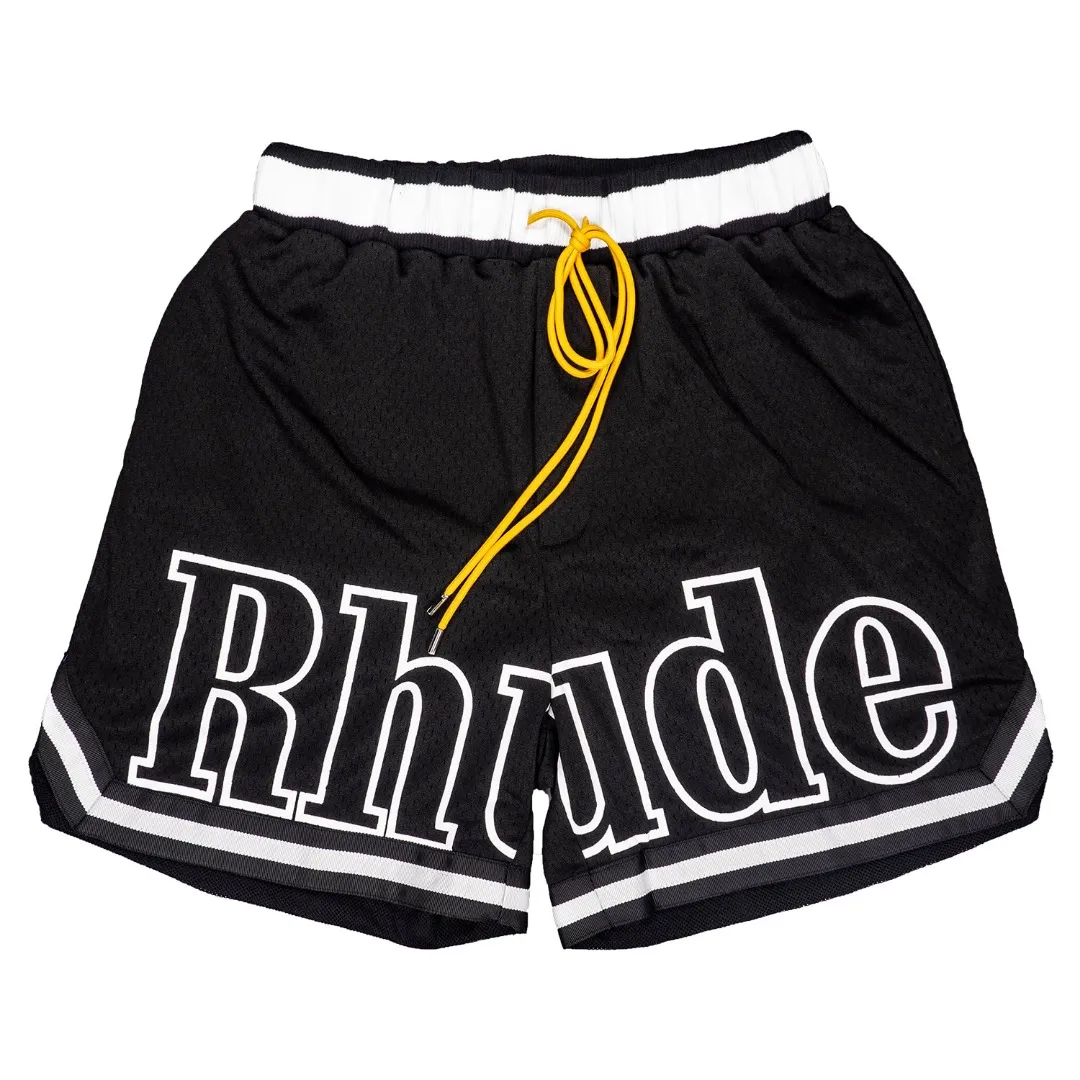 Designer Men RH Limited Rhude Shorts Summer Swim Kort knälängd Hip Hop High Street Sports Training Beach Pants Mens Elastic Midje 03