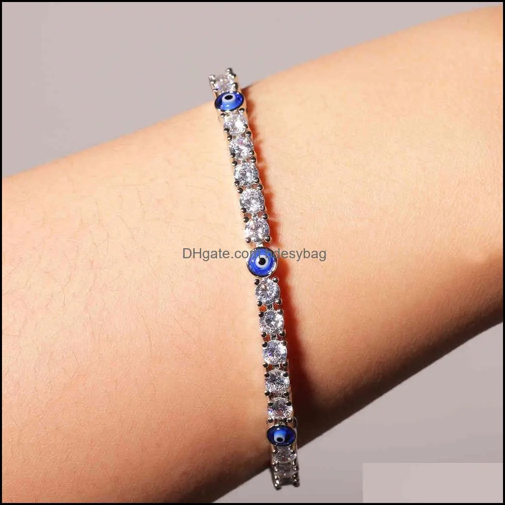 Bracelets De Charme Uwin 4Mm Tennis Aaa Cz Glacé Turc Yeux Bleus Bracelet De Luxe Bracelets Pour Femmes Filles Bijoux A Bdesybag Dhvrd