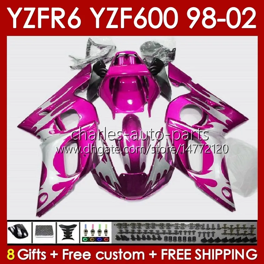 Kit de fadas para Yamaha YZF 600 CC YZF-600 YZF R6 R 6 98-02 Corpo 145No.139 Yzf600 600cc Cowling Yzf-R6 1998 1999 2000 2001 2002 2002 Yzfr6 98 99 00 01 02 OEM Bodywork Bodywork Glossy Pink Rink