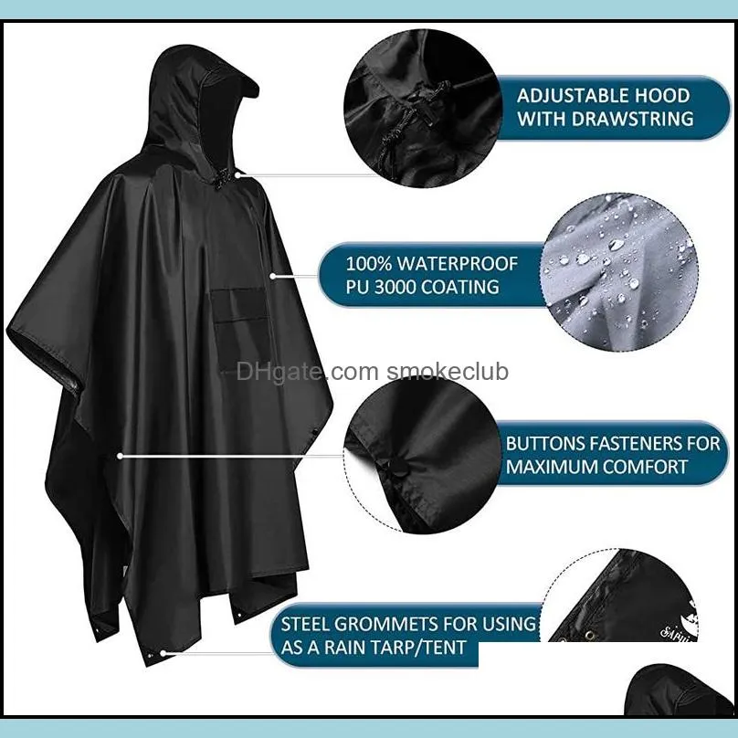 3 In 1 Outdoor Military Waterproof Raincoat Coat Men Women Awning From The Motorcycle Poncho Picnic Mat 220217