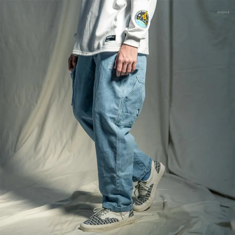 Männer Hosen Herbst Und Winter Amerikanischen Stil Einfache Tasche Casual Flut Hip-hop Straße Paar Lose Gerade Overalls