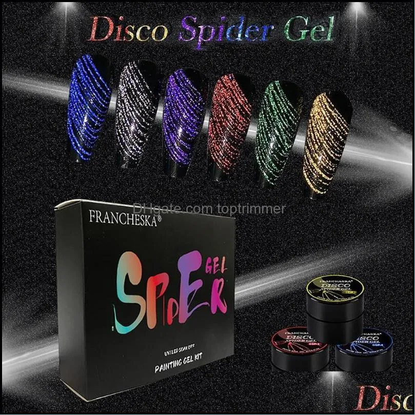 Nail Gel Drawing Spider 6 Colors 8ML Glitter Beautiful Art