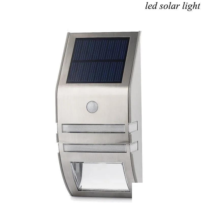 solar led light stainless steel solar light sensor body infrared induction lamp 2led outdoor lamp wall lamp pir