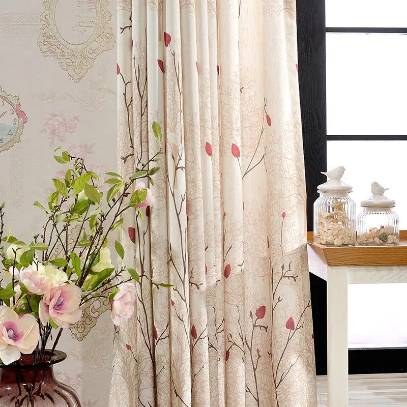 Curtain & Drapes Custom High-grade Cotton Living Room Bedroom Blackout Curtains For Fabric Pastoral Printed Floral Linen CurtainCurtain