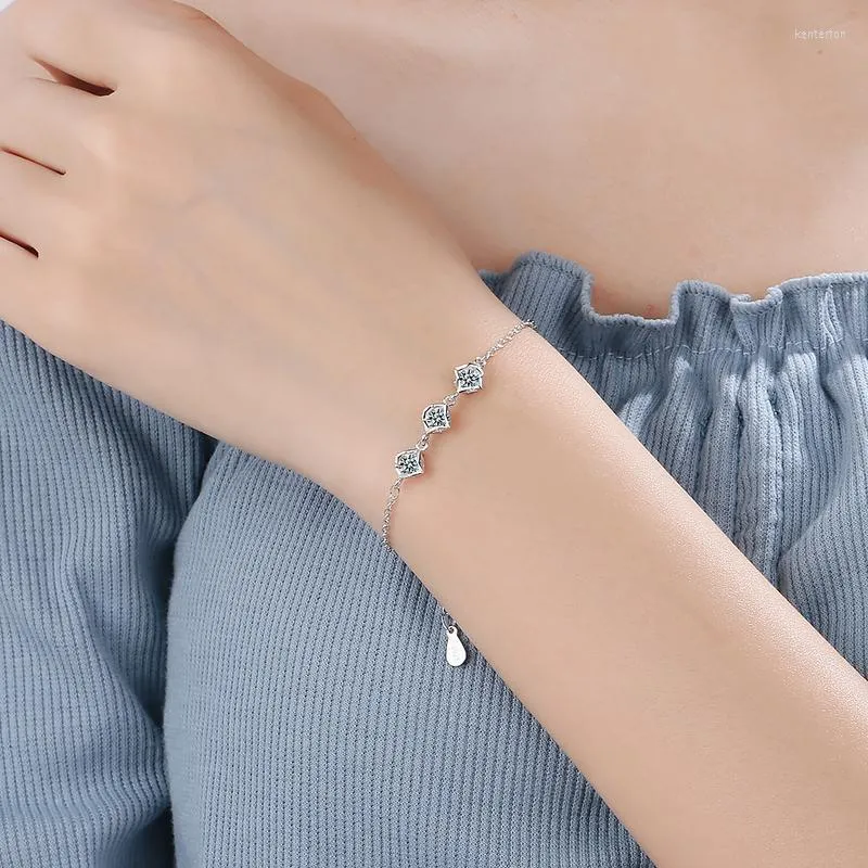 Charm armband trendig silver 925 sterling armband smycken för flickor födelsedagspresent glänsande kristall kub kvinnor festtillbehör Kent22
