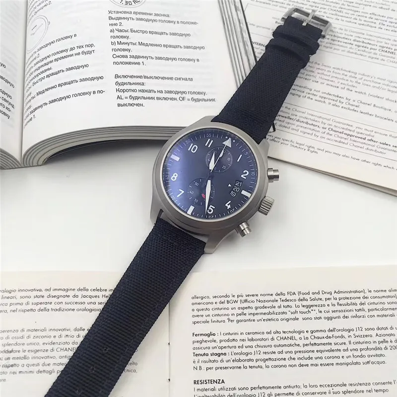 2019 Orologio da polso di lusso di alta qualità Big Pilot Orologio da uomo automatico con quadrante blu notte Orologio da uomo 44MM Orologi da uomo 314j