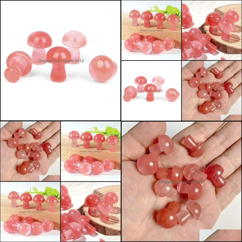 20mm mini watermelon red glass stone mushroom plant statue ornament carving home decoration crystal polishing gem sports2010