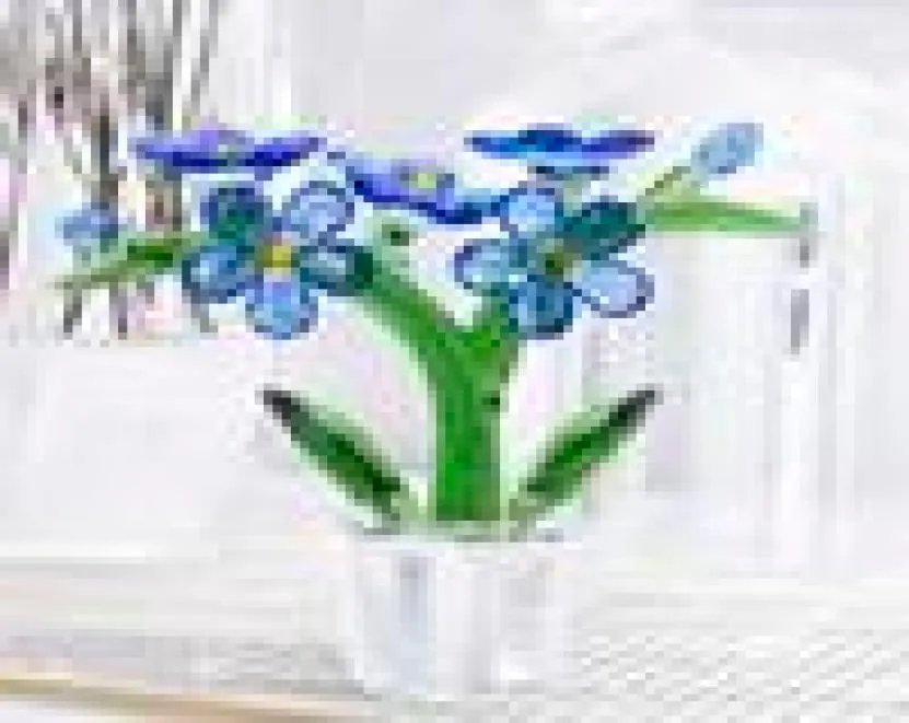 HD Cristal Fleur Figurines Forgetmenot Verre Ornement Presse-papiers Maison De Mariage Décor Faveurs Souvenir Cadeau Ofr Amoureux Bleu T2