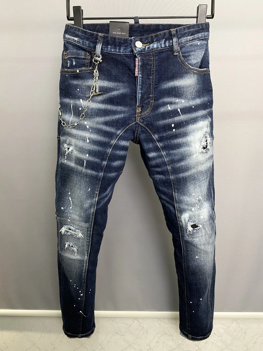 A508 Man Jeans Hole Hole Patch Patch Patch Охрана точка охраны материальной вышивки логотип логотип Tide Jeans не исчезают мода All-Match Pure Cotton Micro-Elastic