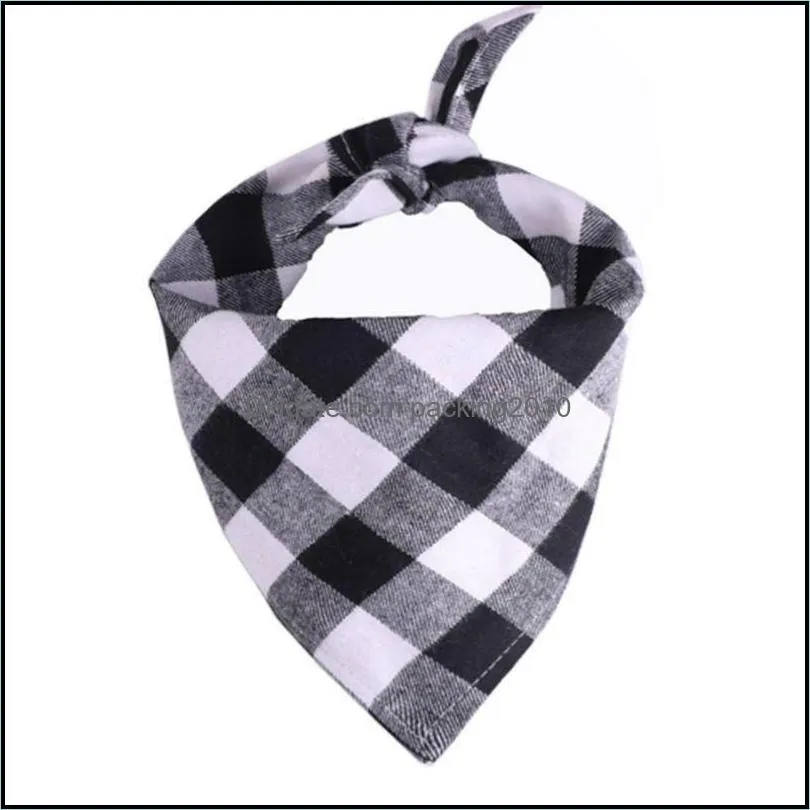 pet dog cat plaid triangle bibs scarf double-cotton printing kerchief set for medium size dogs cats 2 pcs