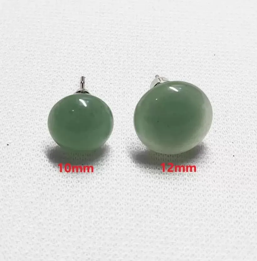 trendy 10mm 12mm natural stone mix round beads stud earrings for women fashion cute small wholesale sports2010