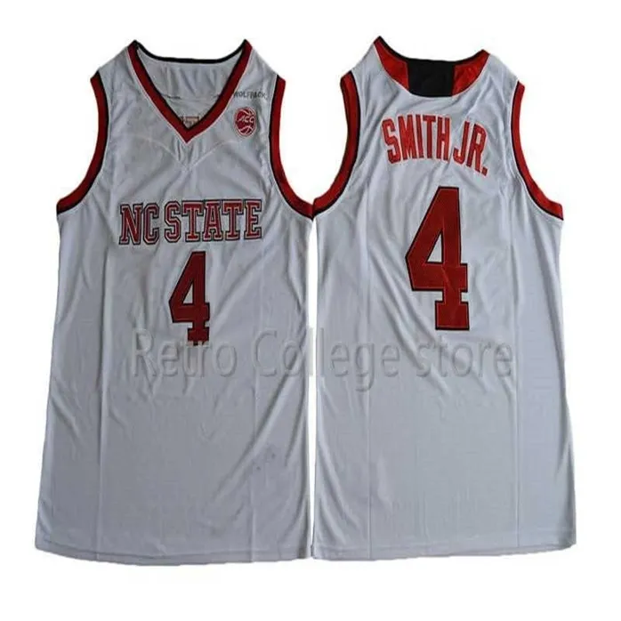 Sjzl98 # 4 Dennis Smith JR. NC State Wolfpack College Баскетбол майки со спортом Все сшитые команды цвет красный белый 100% вышивальные стежки