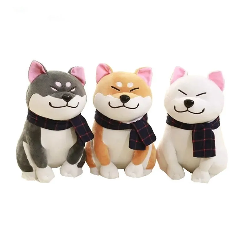 25 cm Écharpe Shiba Inu Chien En Peluche Jouet Poupée Japonaise Doge Chien Animal En Peluche Jouets Enfants Cadeau LJ201126