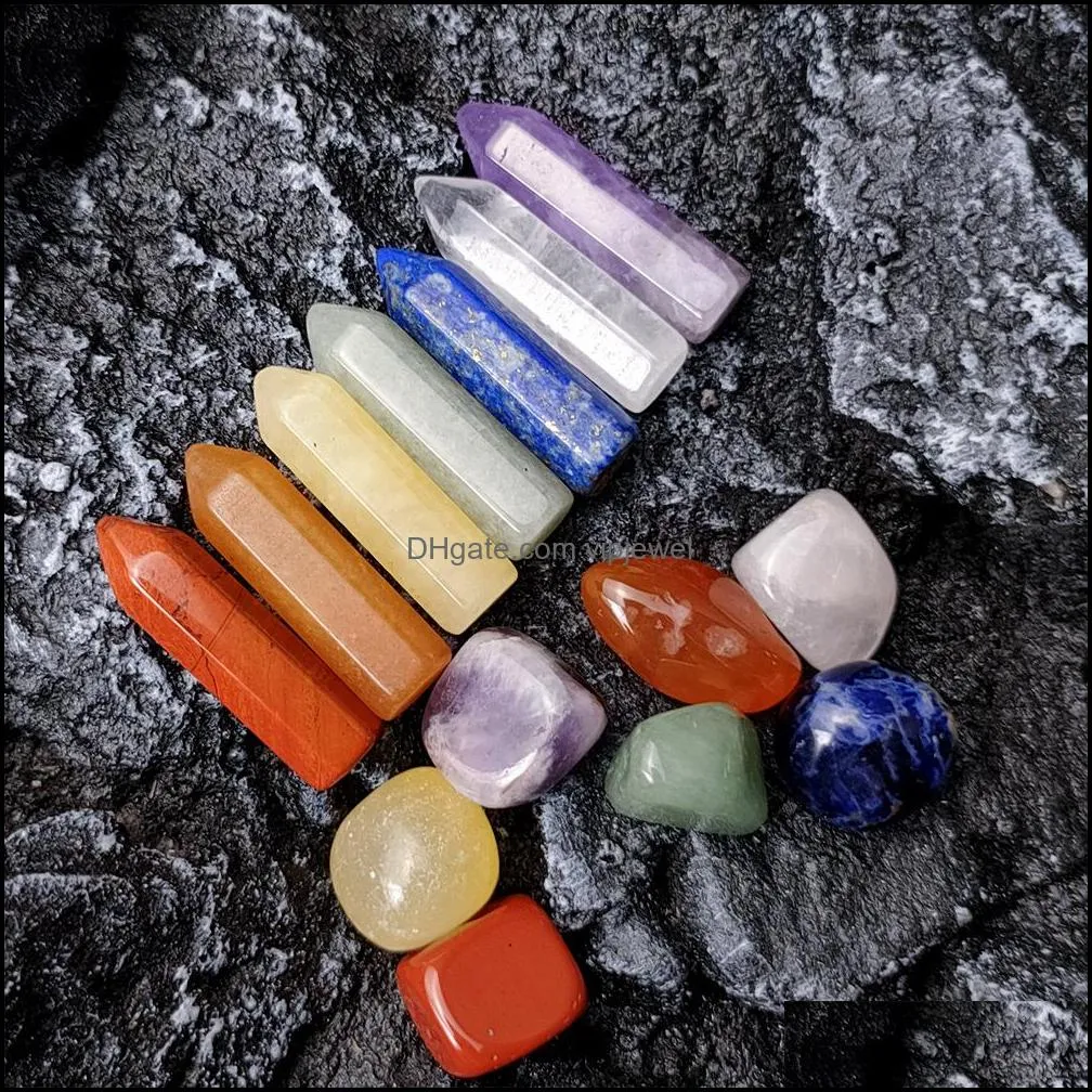 7 chakra set reiki natural stone crystal stones ornaments polishing rock quartz yoga energy bead chakra healing art craft dec vipjewel