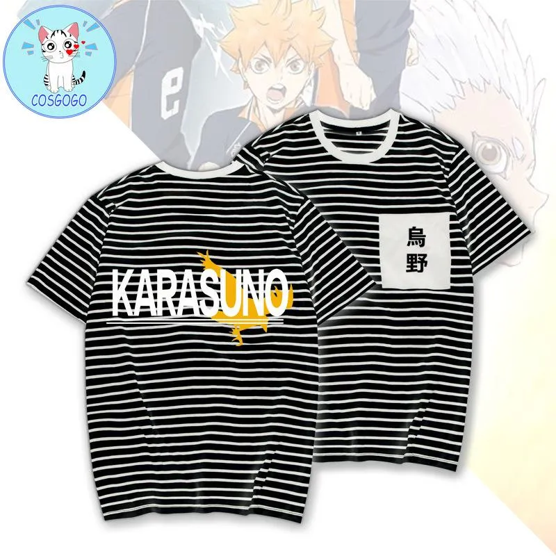 Mens T-Shirts COSGOGO Anime Haikyuu!!! Karasuno High School Printed Soft Wearing Fashion T-shirt Harajuku Unisex Tees