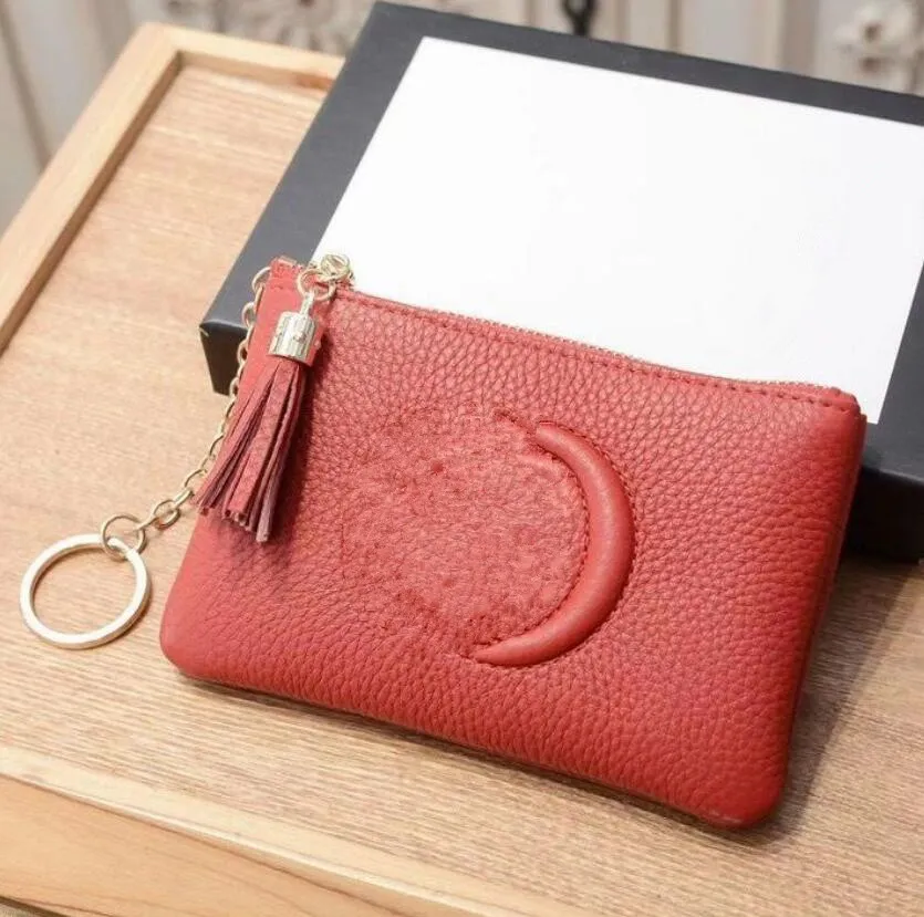 Classic Lychee Pattern Tassel Walls Luxury Brand Couples Zipper Key Wallet Coin Purses Men and Women Multicolor Clutch Bags Famous Designer Purse With Keychain