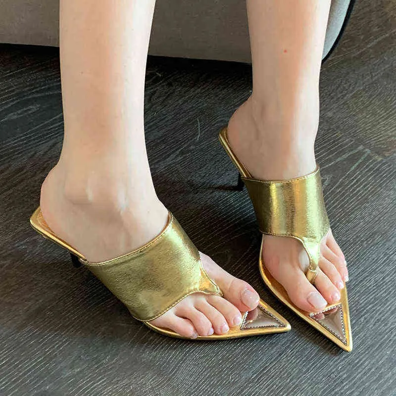 Pantofole da donna estate pompa tacchi alti infrasoli sandali 2022 scarpe sexy puntate con punta per le diapositive 220520