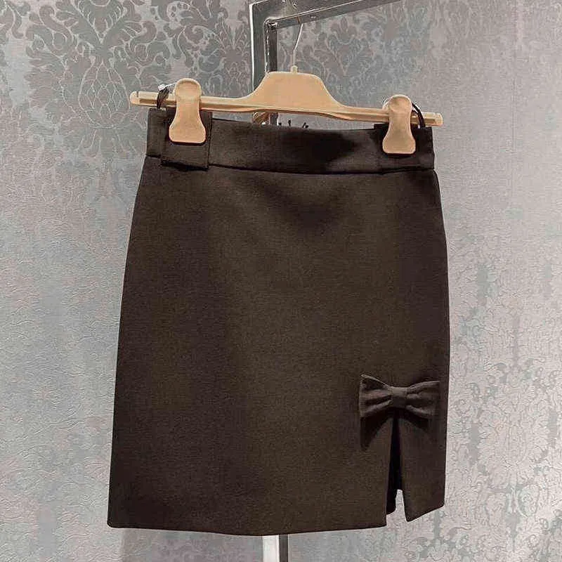 Springowy spódnica w nowym stylu francuski mały zapach słodki temperament podzielony łuk czarny