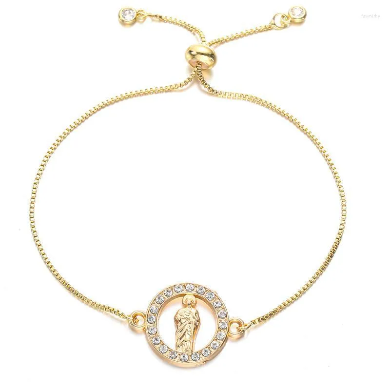 Linkketen yeyuline kristal strass ronde cirkel boeddha charmes armband voor vrouwen verstelbare doos mode sieraden geschenken fawn22