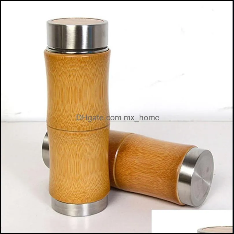 10oz stainless steel thermo cup bamboo coffee cups ceramics tea mug bamboo water bottles outdoor travel car cup drinkware gift dbc