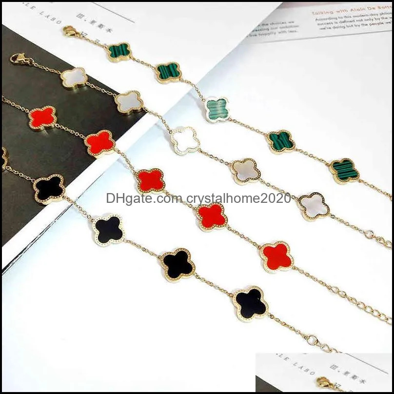 wholale jewelry luxury gift stainls steel 18k gold women lucky flower bracelet