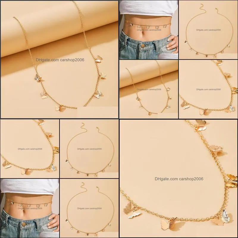 charming butterfly tassel belly chains for women 2021 trendy gold color handmade bohemian body jewelry gift