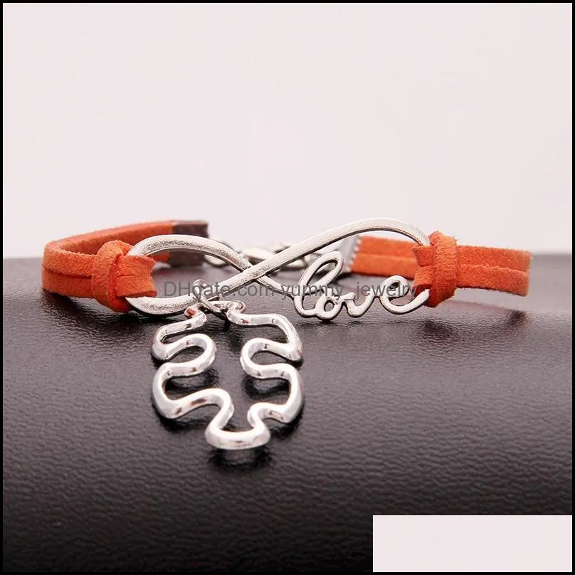 Autism Awareness Puzzle Piece Charm Bracelets infinity Love Wish velvet String Rope Wrap Bangle For women Men Fashion Friendship