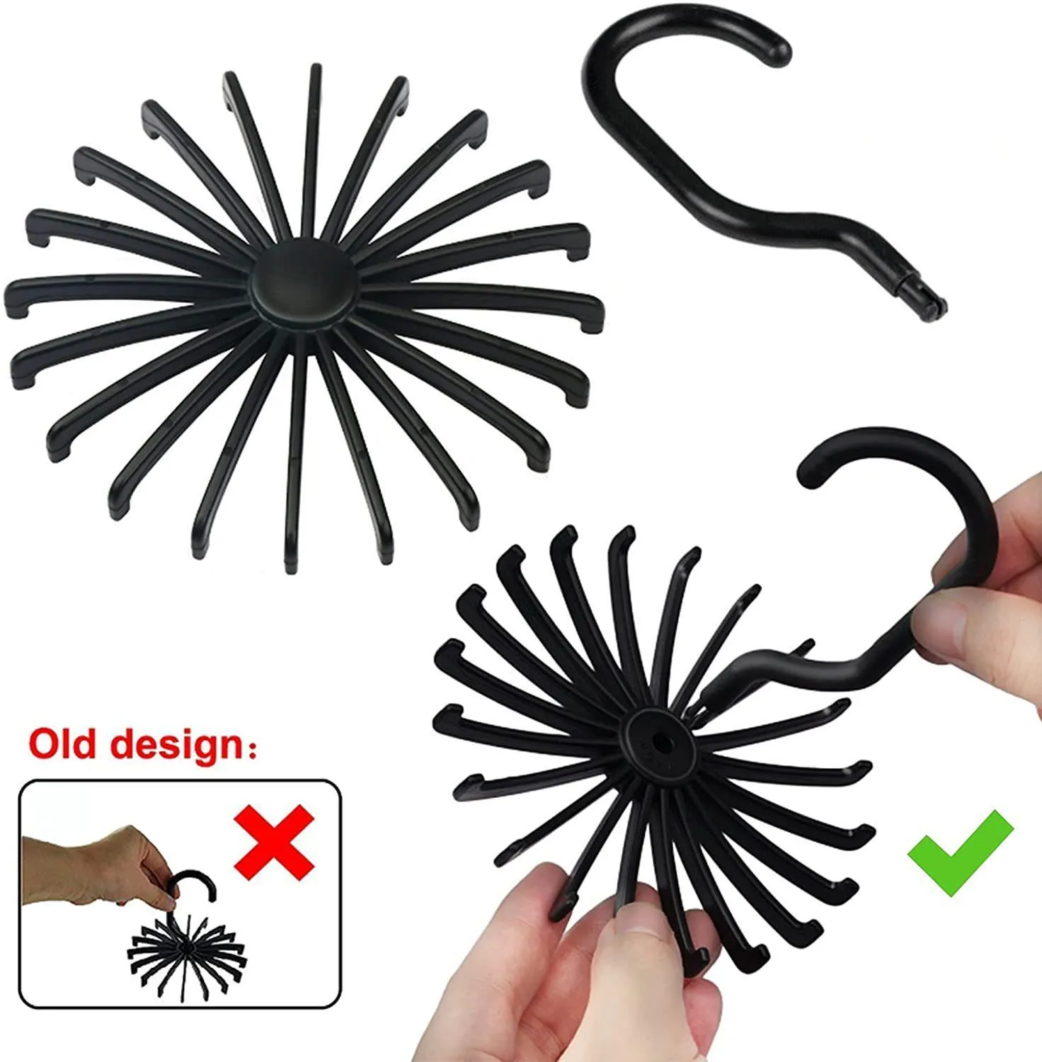 Organizzatore Girevole 360° Per Cravatte E Cinture – Gancio Da Armadio Con Doppio Gancio, Confezione Da 2, Nero - 6