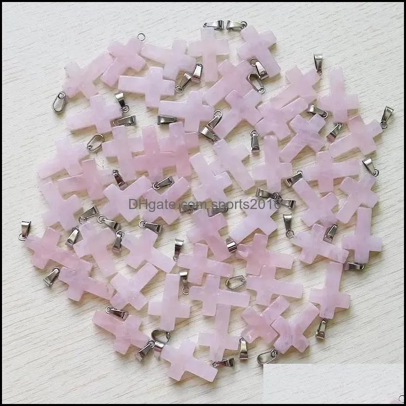 rose quartz crystal heart star cross natural stone charms pendants for necklace earrings jewelry making whoelsale sports2010