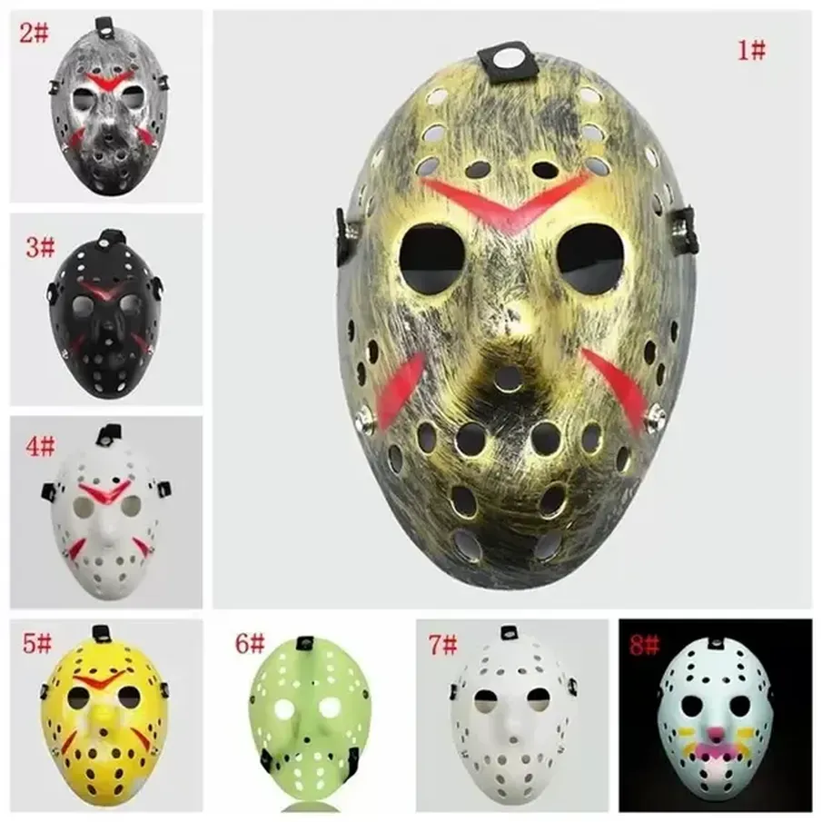 Maskeradmasker Jason Voorhees mask fredag ​​den 13: e skräckfilm Hockey Mask Scary Halloween Costume Cosplay Plastic Party Masks FY2931 SXJUL29