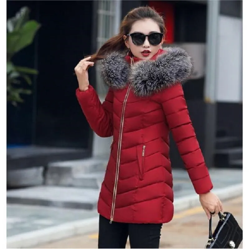 Qingwen 가을 가을 겨울 한국면 퀼트 재킷 여성을위한 꽉 끼는 외투 암컷 분리 가능한 모자 칼라 캐주얼 파카 L220725