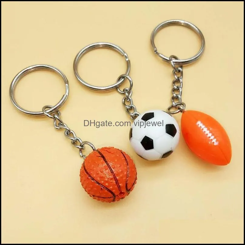 Keychains Fashion Accessories Football Rugby Basketball Key Rings Sporting Goods For Women Men Car Bag Pendant Keyfo Dh4Sv