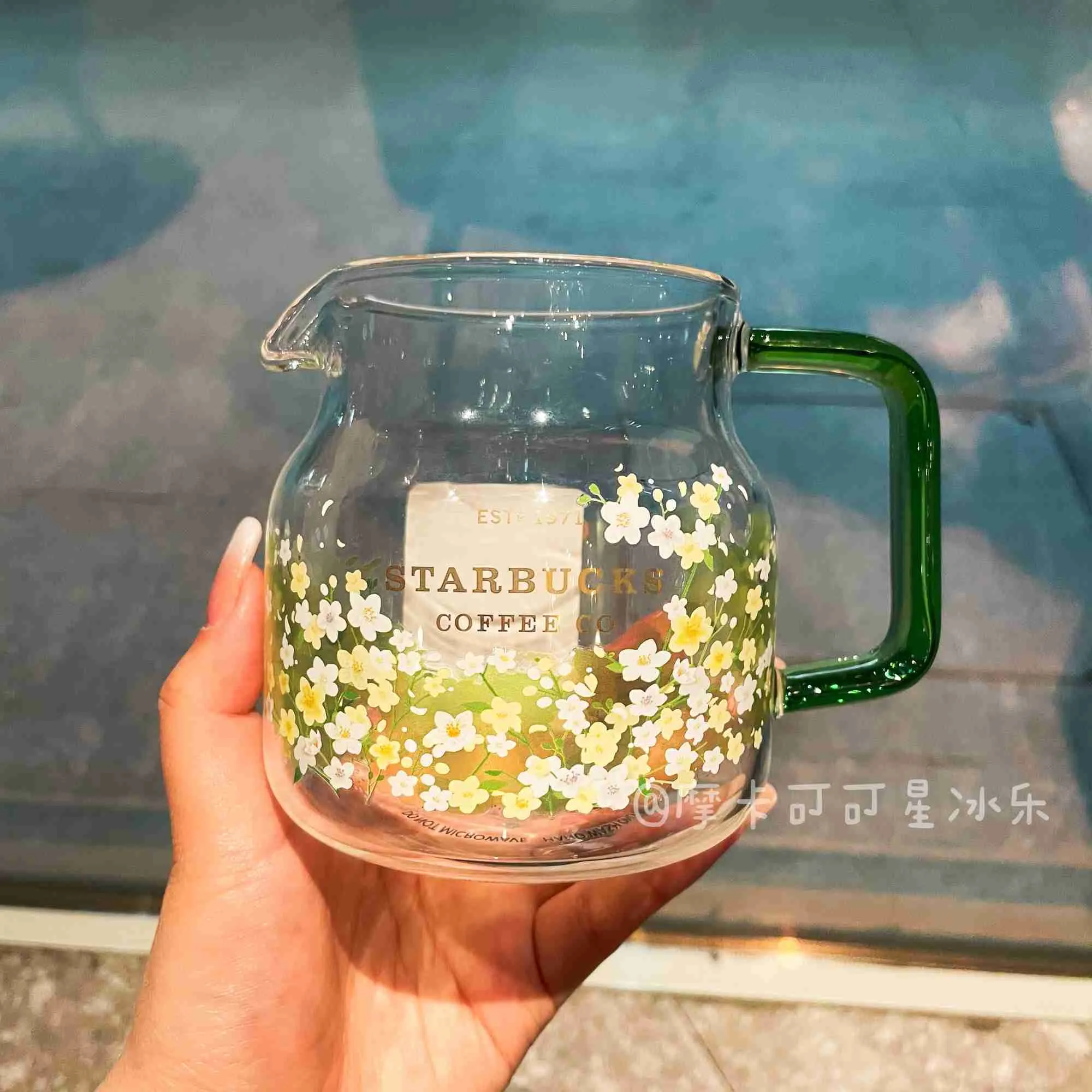 الكورية ستاربكس الربيع الاغتصاب زهرة الزجاج وعاء طبقة واحدة كوب زجاجي مع مقبض كأس مرافقة 570 مل