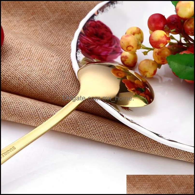 Golden Tea Spoon Stainless Steel Mini Gold Coffee Spoon For Milk Tea Small Dinnerware Tableware Kitchen Dining Tools LX0090