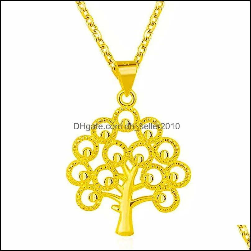 fashion creative gold plated clover necklace brass gold plated fashion clover pendant necklace tree of life pendants necklaces