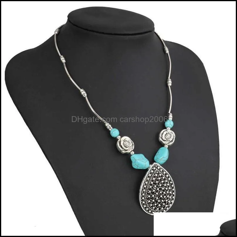 women`s circular tassel tibetan silver turquoise pendant necklaces fashion gift national style women diy necklace pendants