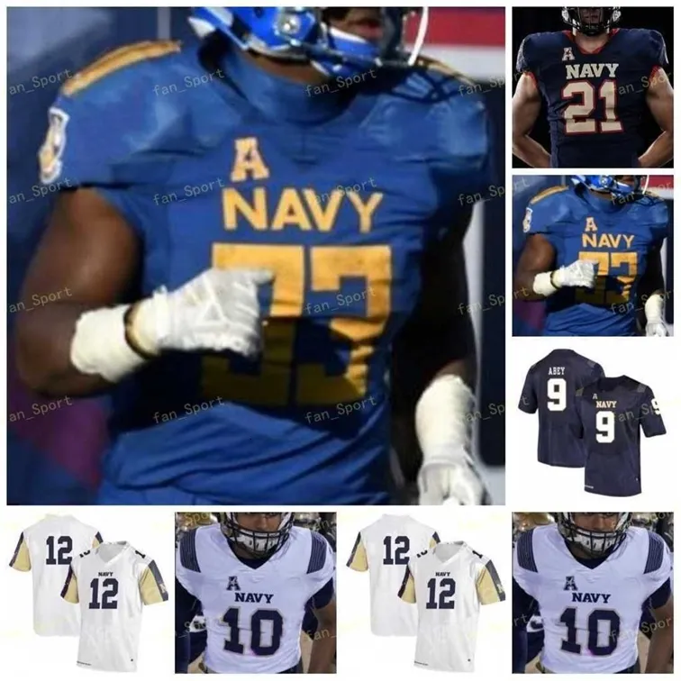 NIK1 Custom Navy Midshipmen Football Jersey NCAA College 8 Dalen Morris 34 Jamale Carothers 23 Myles Fells 80 Mark Walker 3 Mychal Cooper 54