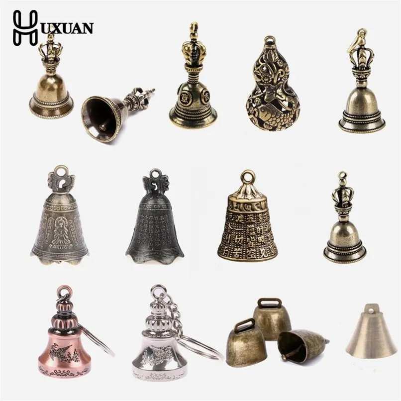 Artisanat en laiton moulé sous pression, clé magique, bouton de voiture, vent, cloche en Bronze tibétain, cadeau créatif, décoration de la maison, pendentif 220727