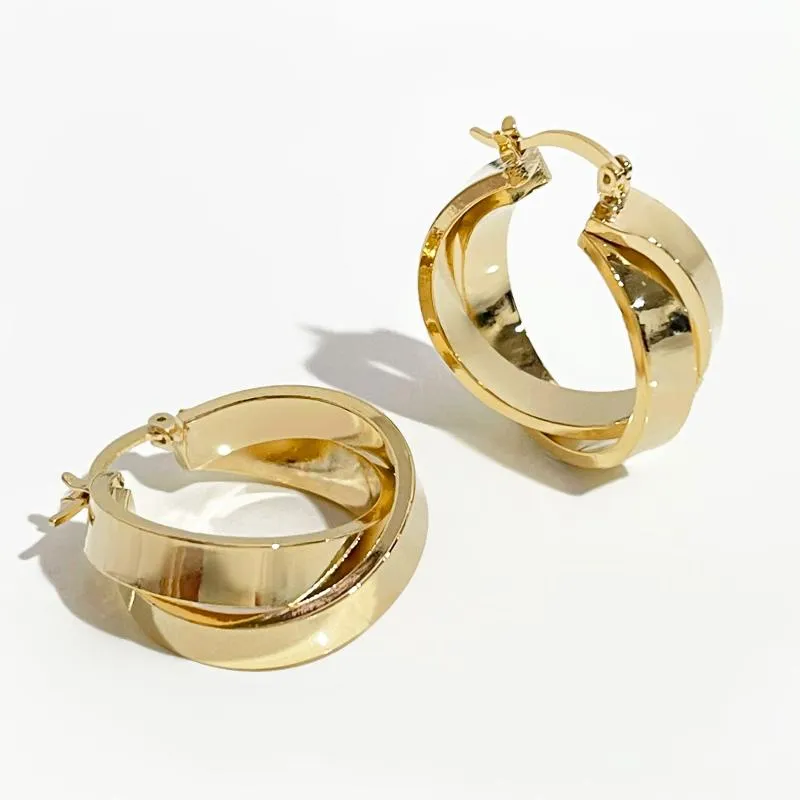 Hoop & Huggie Peri'sBox Gold Sliver Color Double Hoops Earrings For Women Delicate Minimalist Geometrical Round Circle EarringsHoop