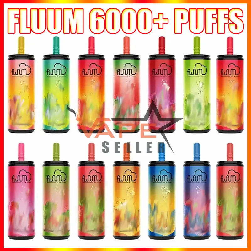 Original Fluum Bar 6000 Puffs Disposable Vape Pen E Cigarette With Rechargeable 600mAh Battery 15ml Prefilled Pod 0% 2% 3% 5% Strength Mesh Coil Kit