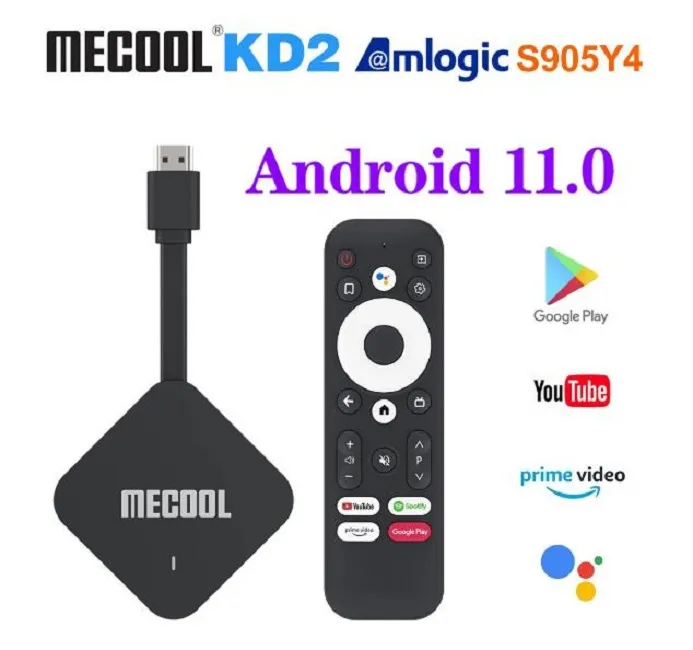 Globale MECOOL KD2 Smart TV Box Android 11 ATV TV Stick certificato Google Amlogic S905Y4 4GB 32GB 4K Wifi BT AV1 MINI Dongle