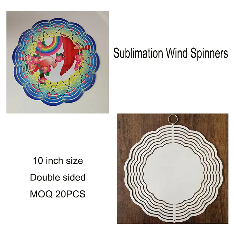 Sublimation Wind Spinner Arts and Crafts Sublimated 10 Zoll leere Metallschmuck Doppelseiten Sublimated Blanks DIY Weihnachten Home Dekoration 3099 T2