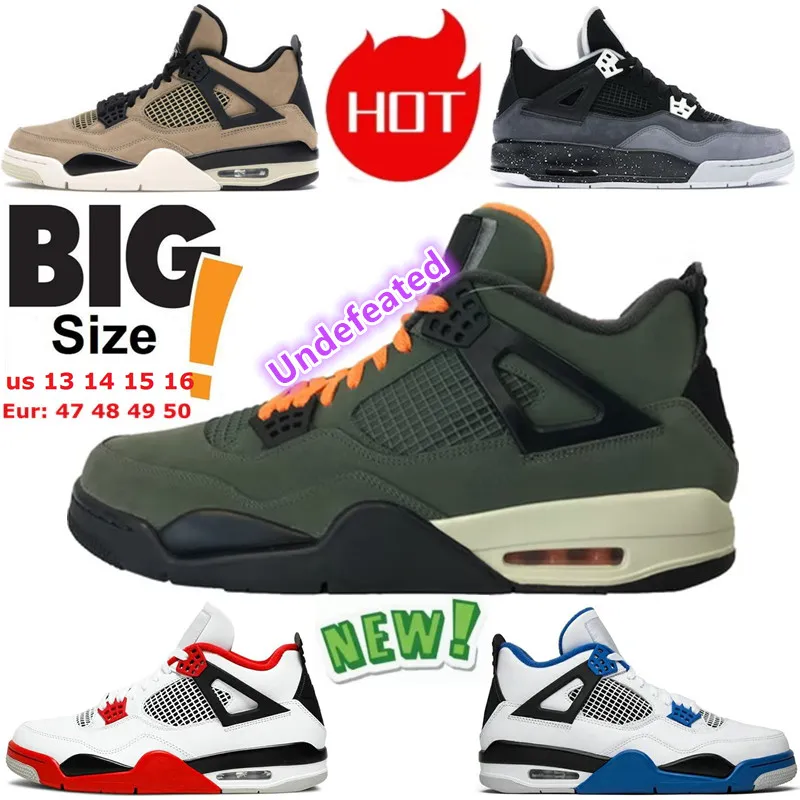 Con Box Fear Pack 4 Scarpe da basket 4s Big Size 14 15 16 Undefeated Black Cat Royalty Motorsports Mushroom Designer Sneakers Donna Uomo Scarpe da ginnastica Taglie più grandi 48 49