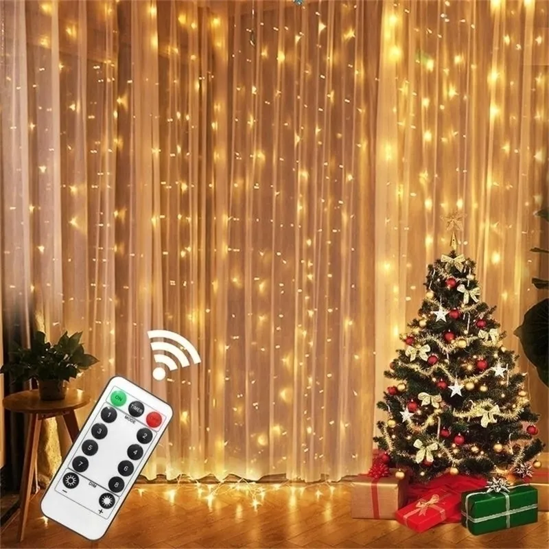 3x13x23x3m LED Wedding Fairy String Light Christmas Light 300 LED Fairy Light Garland for Garden Party Curtain Decoration 201204