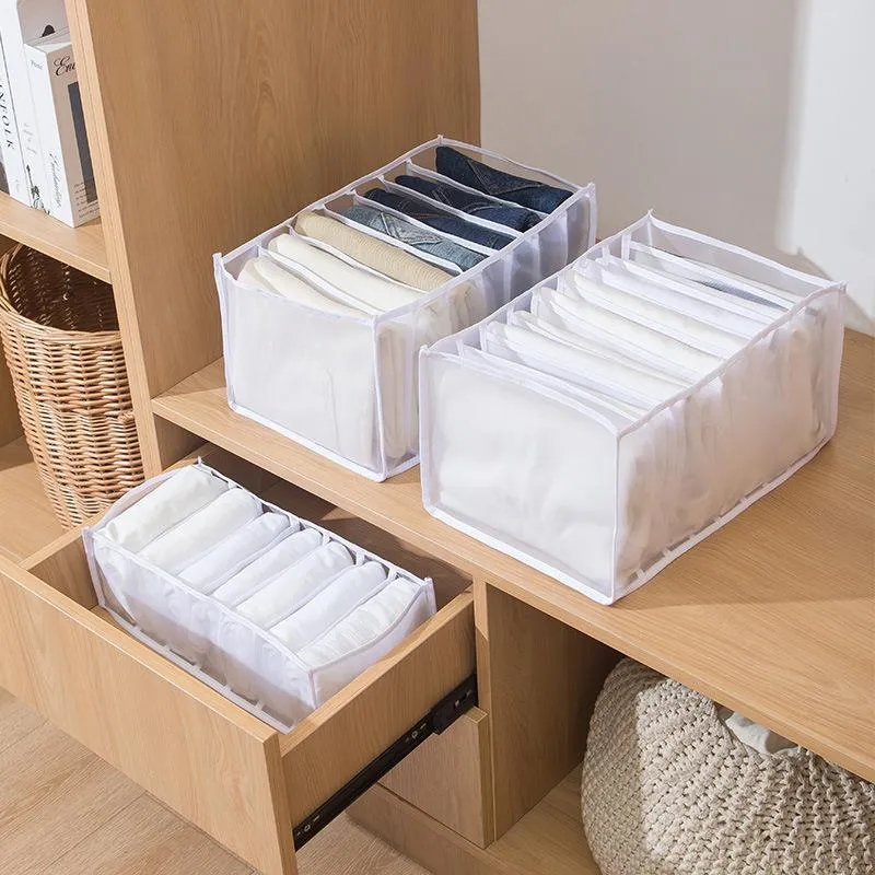 Storage Boxes & Bins Jeans Compartment Box Closet Clothes Drawer Mesh  Separation Stacking Pants Divider Can Washed Home Organizer From Sanguocao,  $7.33