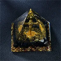 Croce d'oro Piramide di orgone Energia fai-da-te Base di ossidiana Orgonite magica Regalo Guarigione Meditazione Collezione di decorazioni per la casa fatta a mano