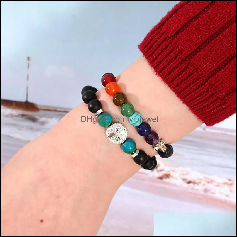 7 chakra bracelet for men women 8mm black laca beads elephant/buddha/life tree yoga healing  oil diffuser bracelet-z