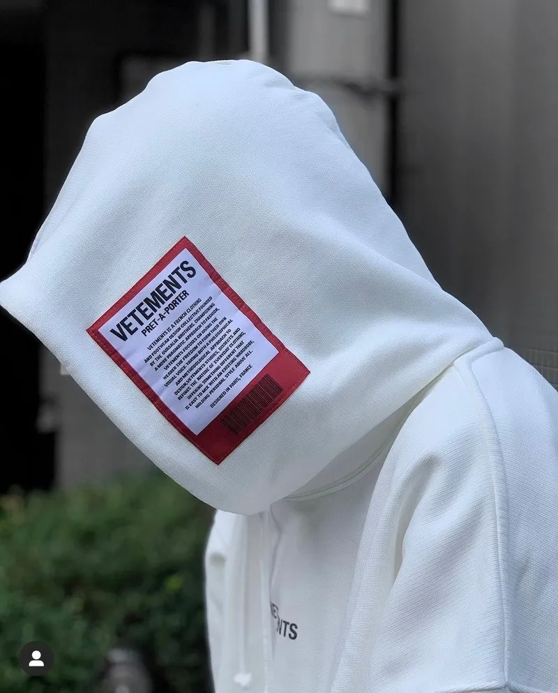 22SS Red Label Sticker 100 Cotton Eu Size Vetements Hoodies Men Women High Streetwear Autumn Winter Pullover 220715